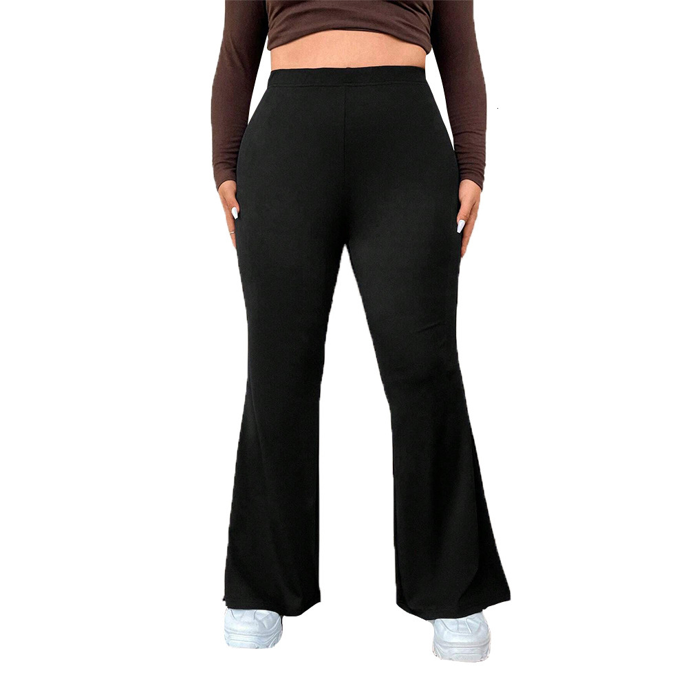 Plus Size Womens Simple Commuting Style Tight Fit Slim Pants for Autumn and Winter New High Waisted Legs Slim and Wide Leg Pants