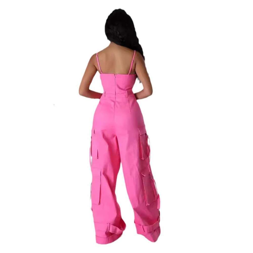 Wide Leg Jumpsuit HX Women S Camisole Slim Fit Age Reducing Slimming And Fashionable Multi Bag Jumpsuit