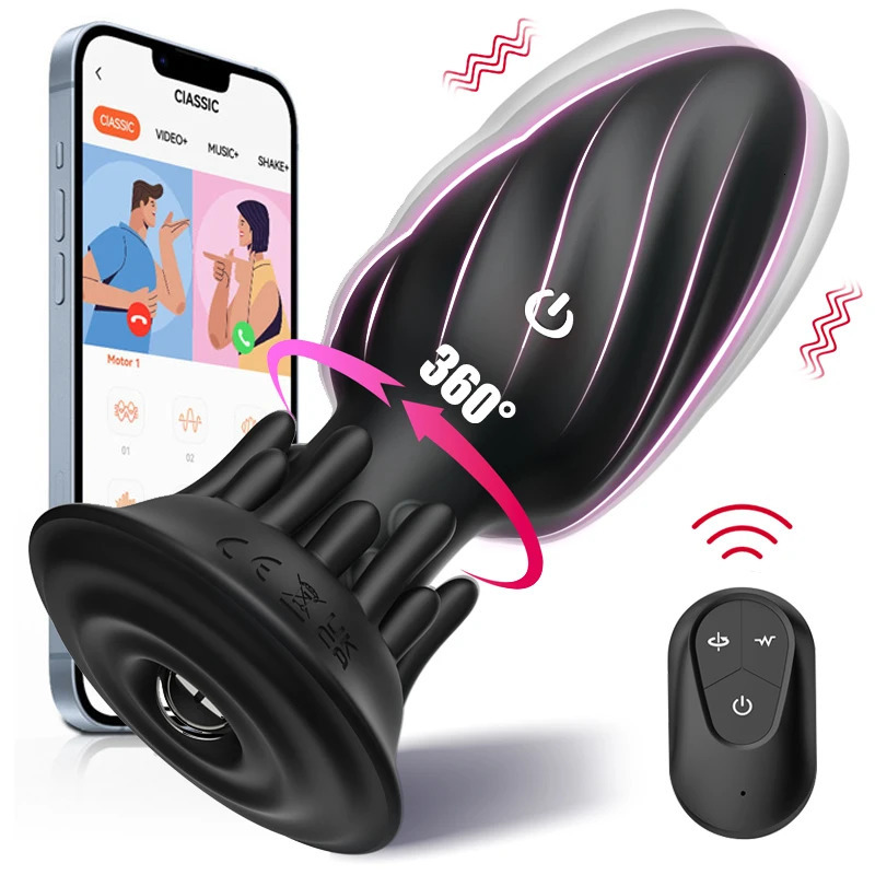 360 Remote Control Rotating Plugue Anal Vibrador Dildo Silicone Prostate Massager Anal Butt Plug Dilator Sex Toys For Women Men 250515