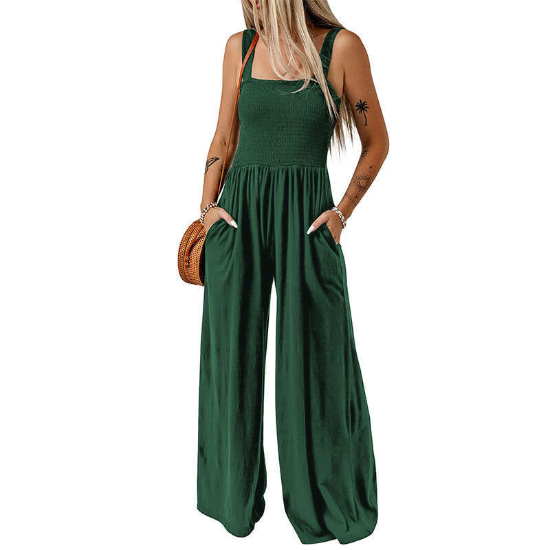 Wide Leg Jumpsuit Shi Ying High Waist For Women S Summer New Sleeveless Off Shoulder Knitted Wide Leg Long Pants Jumpsuit
