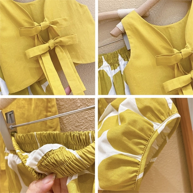 Bear Leader Korean Fashion Pastoral Backless Suit Thin Pullover Girls Vest Top Polka Dot Knickerbockers Three Piece Cotton 250515