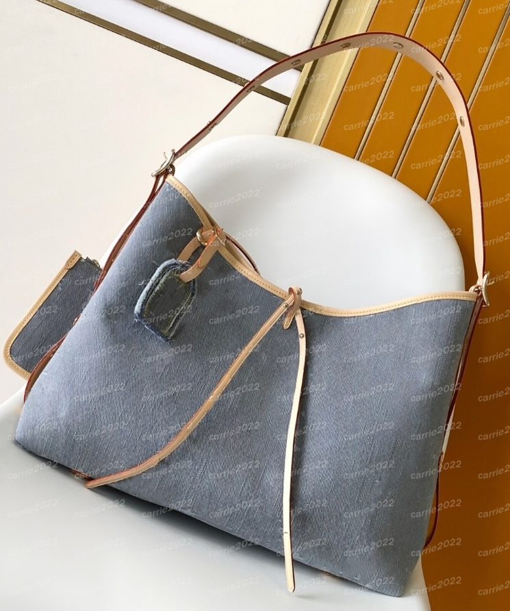 Mirror quality Denim Grey carryall Shoulder Bags Top quality Luxury&#039;s Designers bags Carryall tote bag Women Leather Large with Zipper Pouch Wallet Handbags