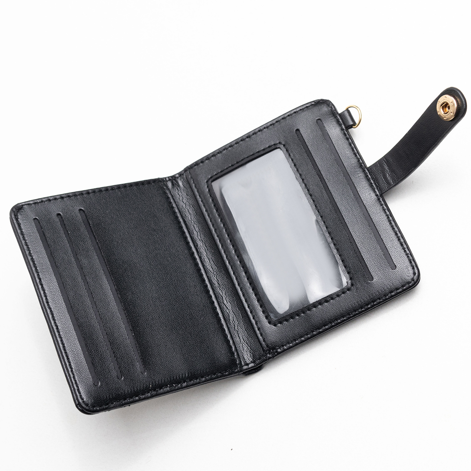 Cross-border Hot-selling Women's Ultra-thin Wallet, Double-fold PU Leather Card Holder with Key Ring, Zipper and ID Card Pocket