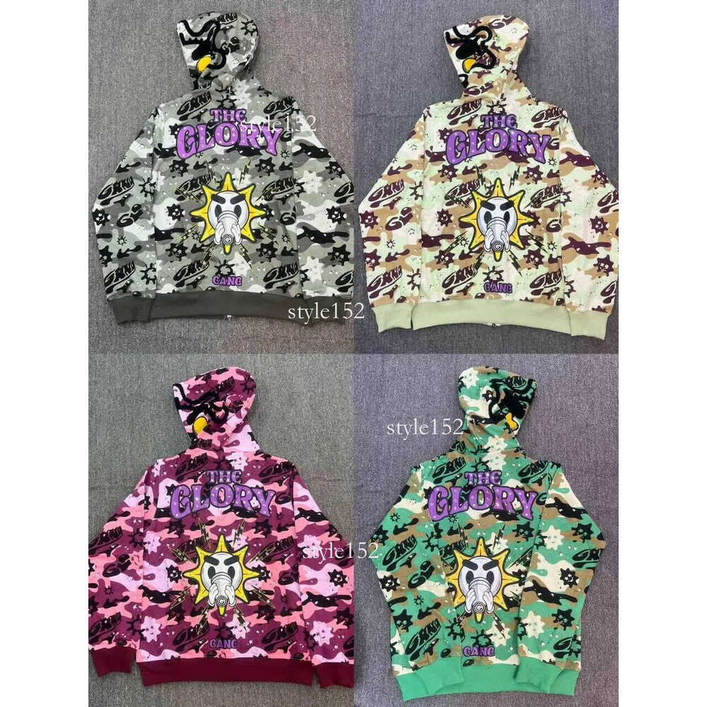2025 New Designer Mens zip up Hoodie Full Letter Print Gothic Vintage Cartoon Camouflage Zip up Sweatshirt Cotton hight quality Hoodies Women 0bd