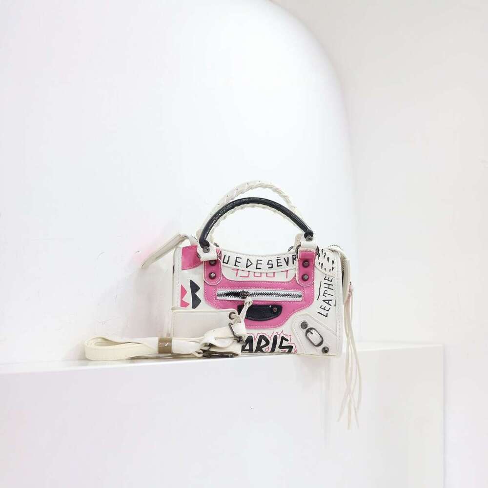 Small niche big female graffiti motorcycle microfiber with PU handbag single shoulder crossbody bag large capacity