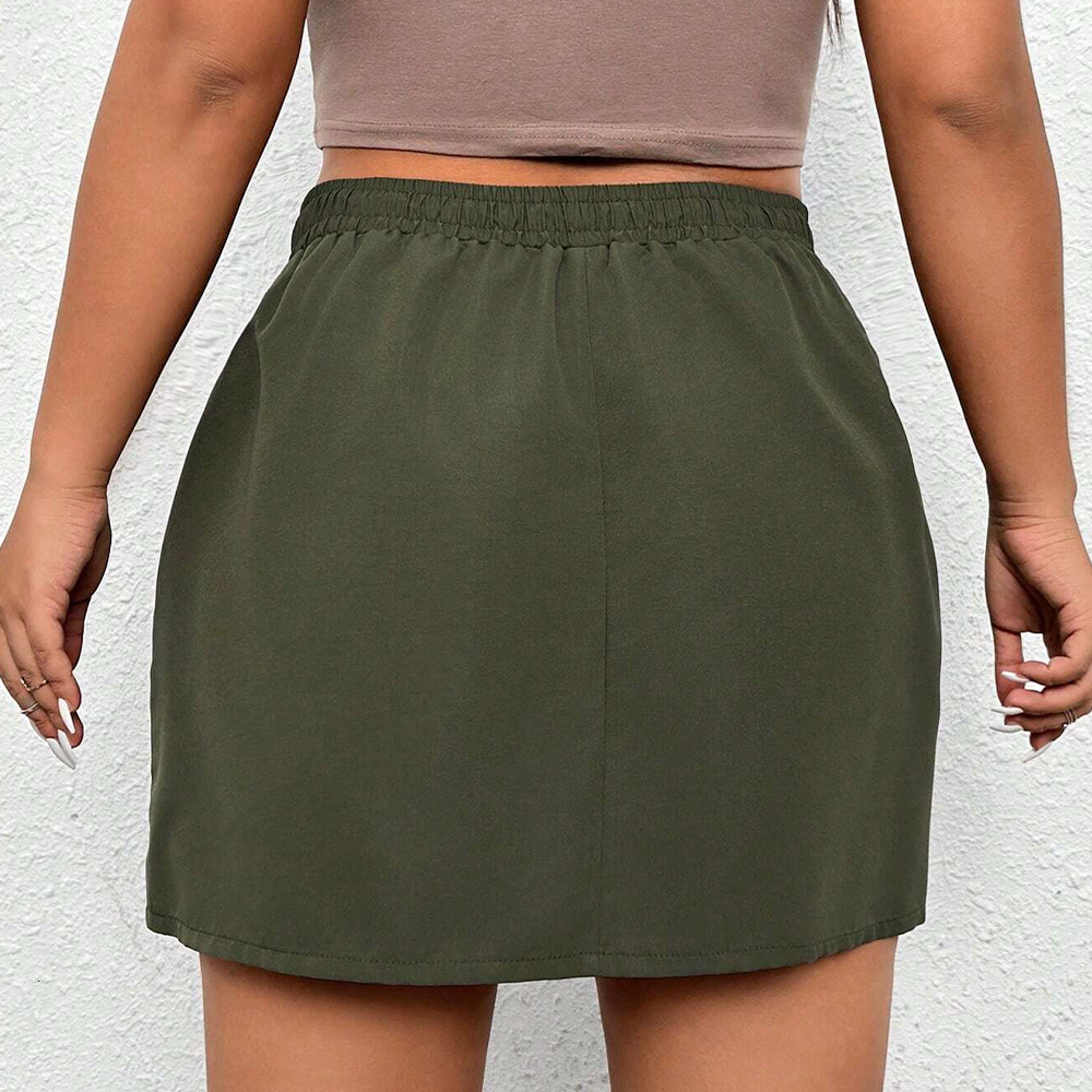 Large Size Womens Clothing Autumn and Winter New Item Ins Street Fashion Elastic Waist A-line Skirt Workwear Half Skirt