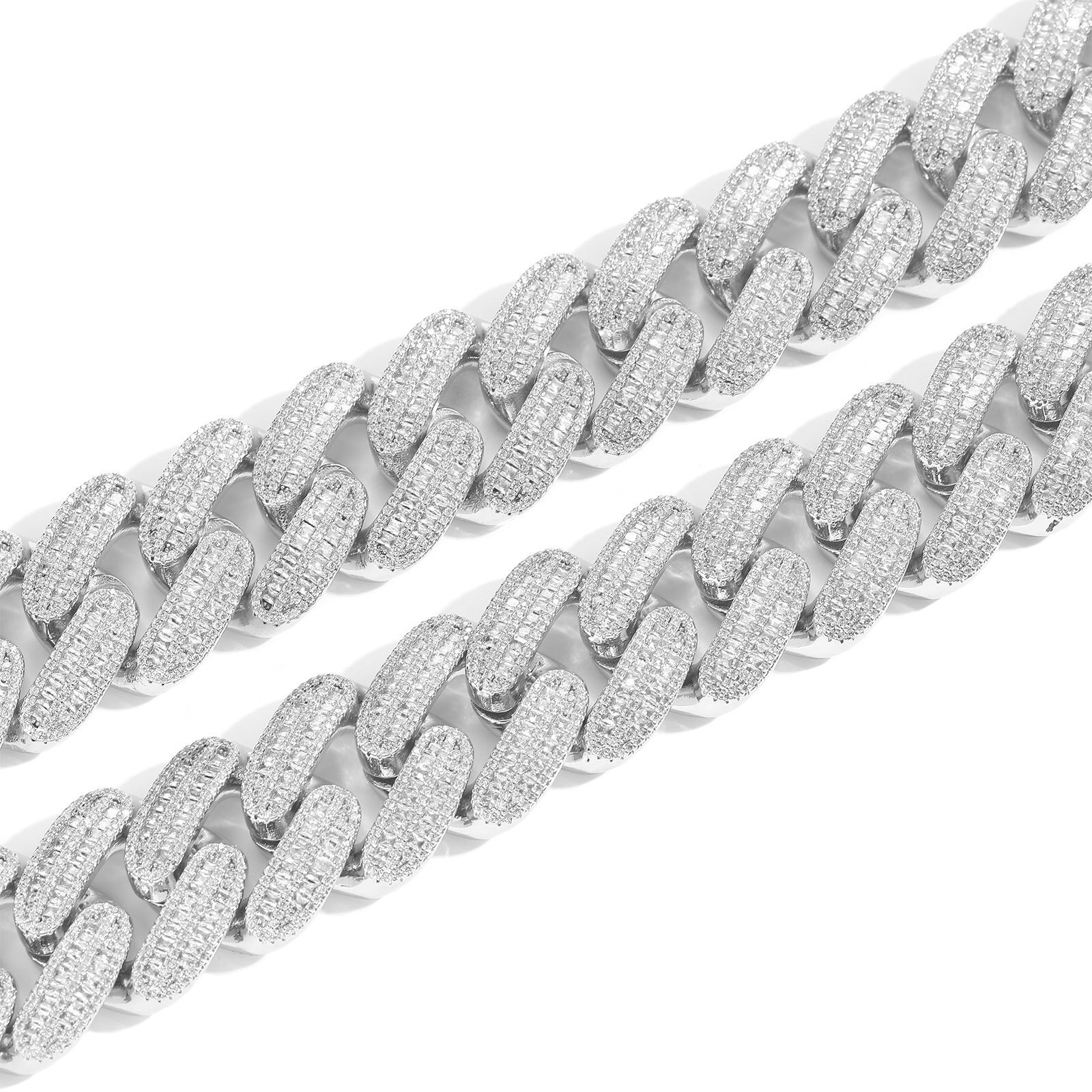26mm Chunky Iced Out Baguette Cubic Zirconia Cuban Link Chain Bracelet For HimTrendy Brand Hip Hop Heavy Chain Mens Wolf Tide Streetwear Party Rapper 