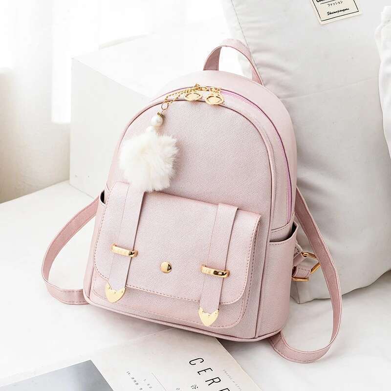Female PU Small Teenage Girls Fashion Leisure Zipper Shoulder Bag Knapsack High-capacity Women Mini School Backpack