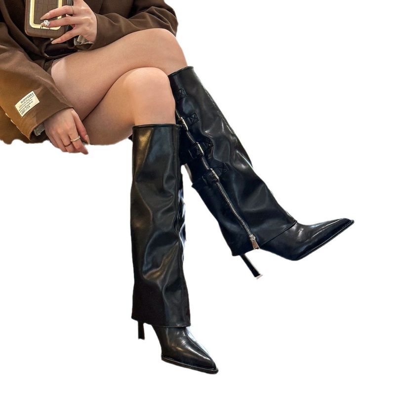 Women's Shoes high heeled trouser for women autumn new belt buckle niche design fashion boots