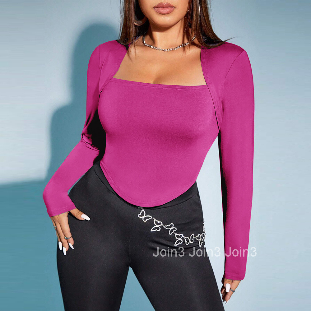 Large Size Womens Clothing Autumn and Winter New Trend Slim Fit and Sexy Spicy Girl Y2k Long Sleeved T-shirt Top