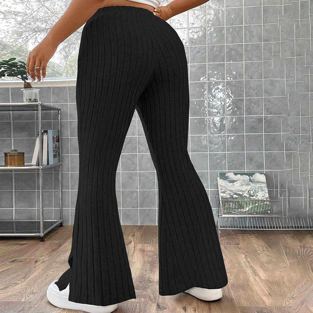 Plus Size Womens Simple Casual Pants for Autumn and Winter High Waisted Legs Slim and Wide Leg Pants