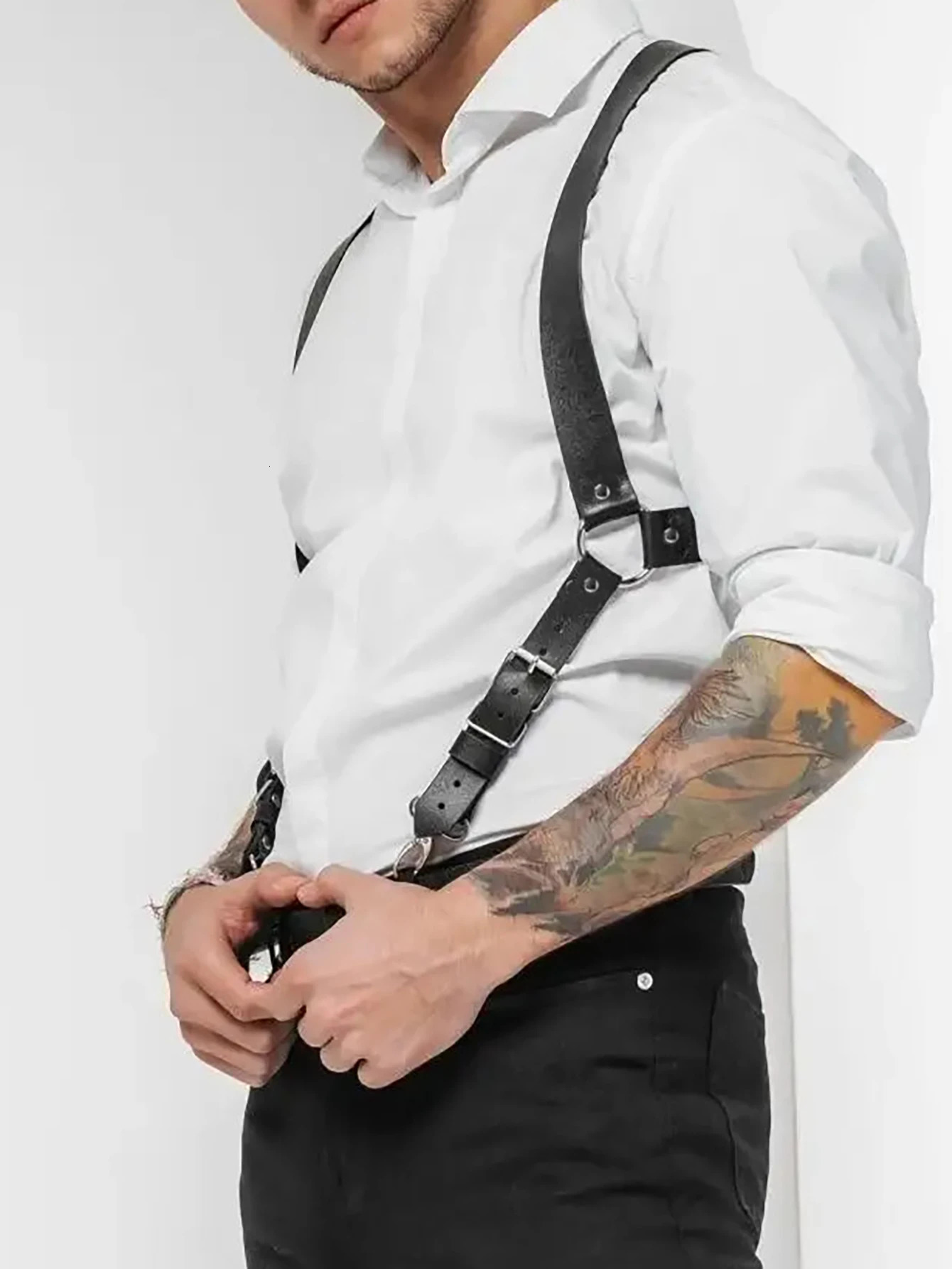 PU Leather Chest Harness for Men Adjustable Suspenders Bondage Gothic Clothing Accessories Fashion 250515 - view 6
