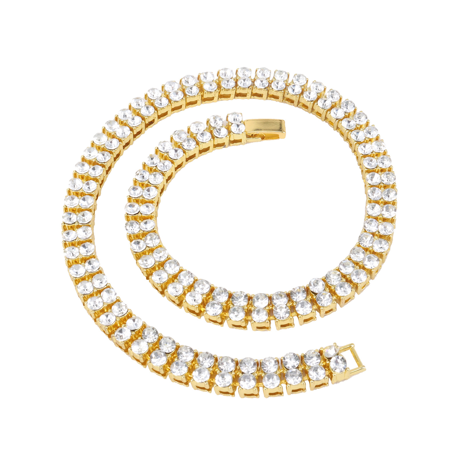 TEMU Hot Selling 10mm Diamond-Studded Alloy Cuban Link Chain for Men, Stylish Rapper Hip Hop Necklace