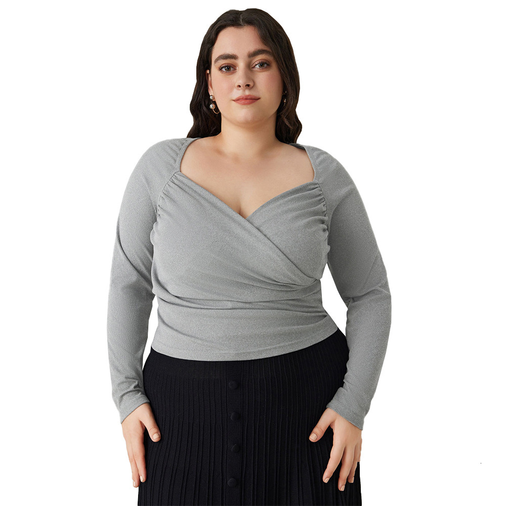 Plus Size Womens Elegant and Intellectual Style T-shirt Autumn and Winter High-end Fashion Temperament Top