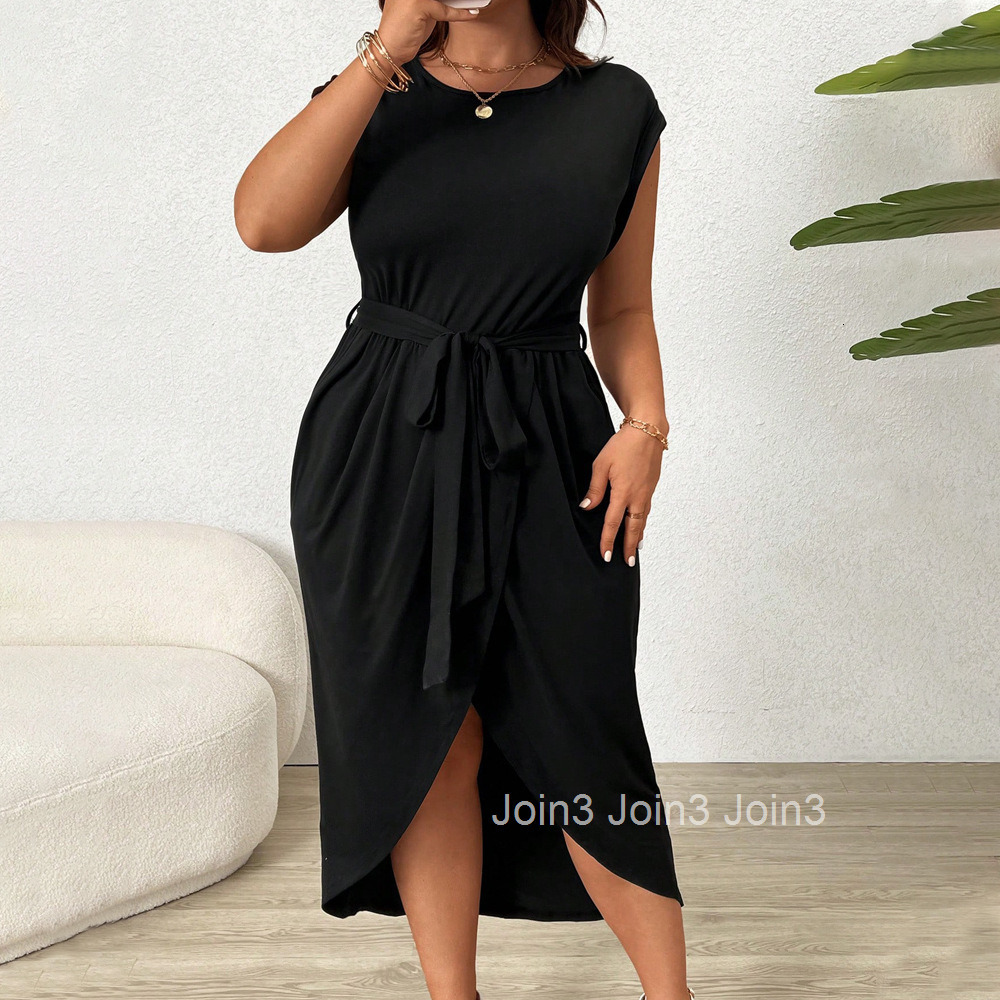 Large Size Womens Round Neck Short Sleeved Dress Summer New Style Elegant and High-end Mid Skirt for Women