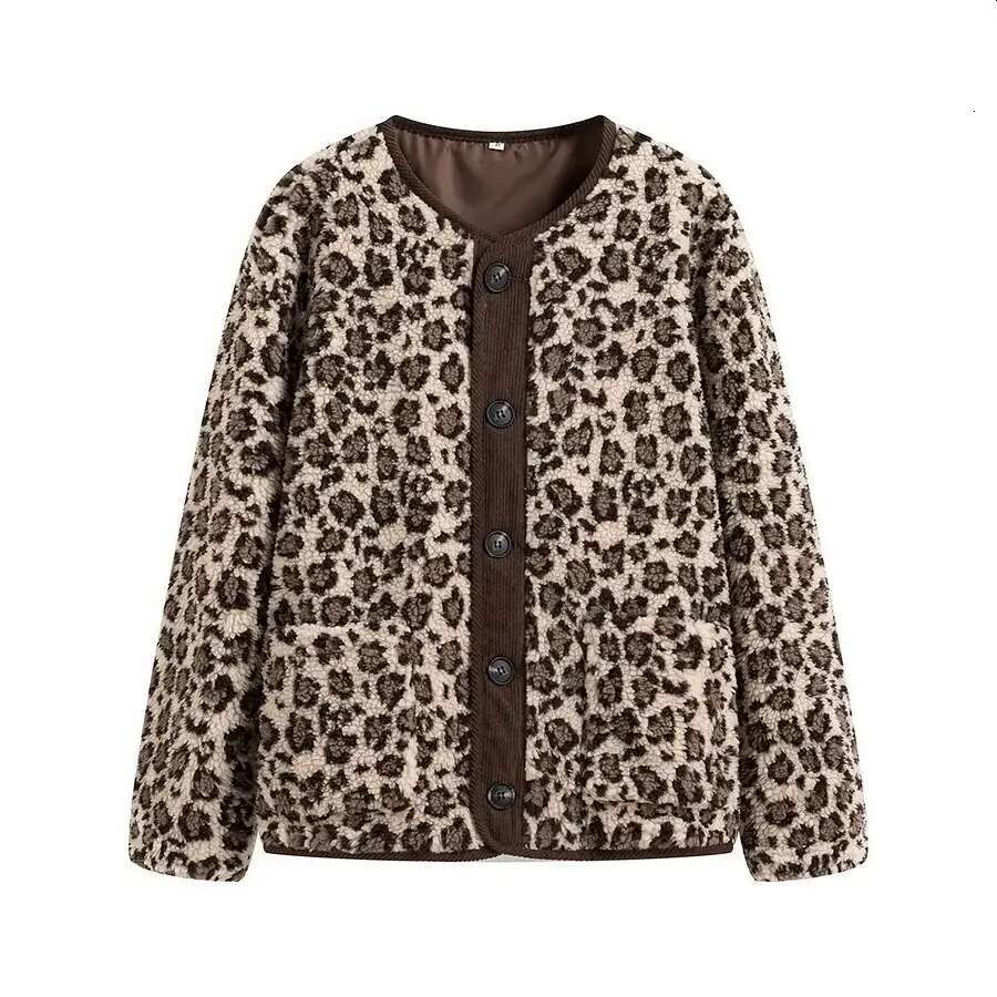 Womens autumn and winter American leopard print casual loose long sleeved jacket for women y240823 designer bag