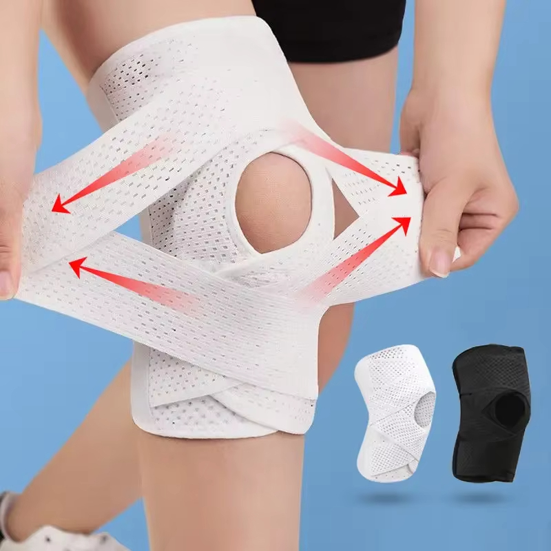 1PCS Sports Knee Pad Pressurized Bandagem Elastica Knee Pads Support Fitness Gear Basketball Volleyball Brace Protector Knee Brace with Side Stabilize