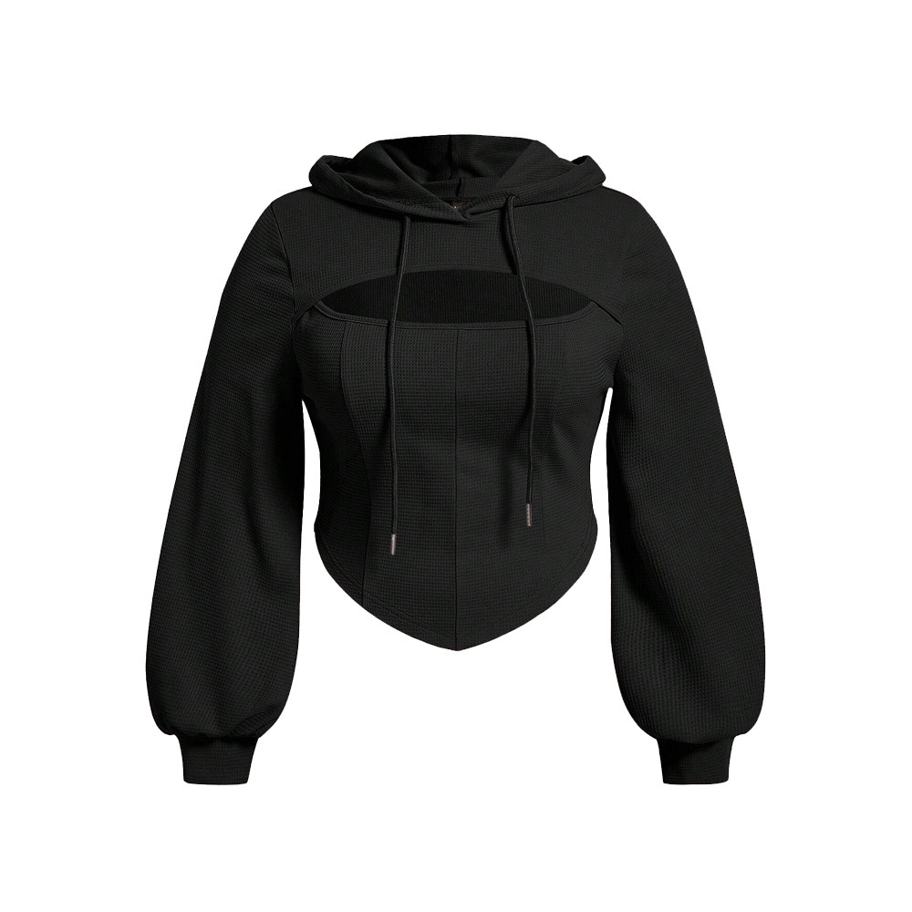 Plus Size Womens Fashion Hoodie Autumn and Winter New Item Fake Two-piece Long Sleeved Top
