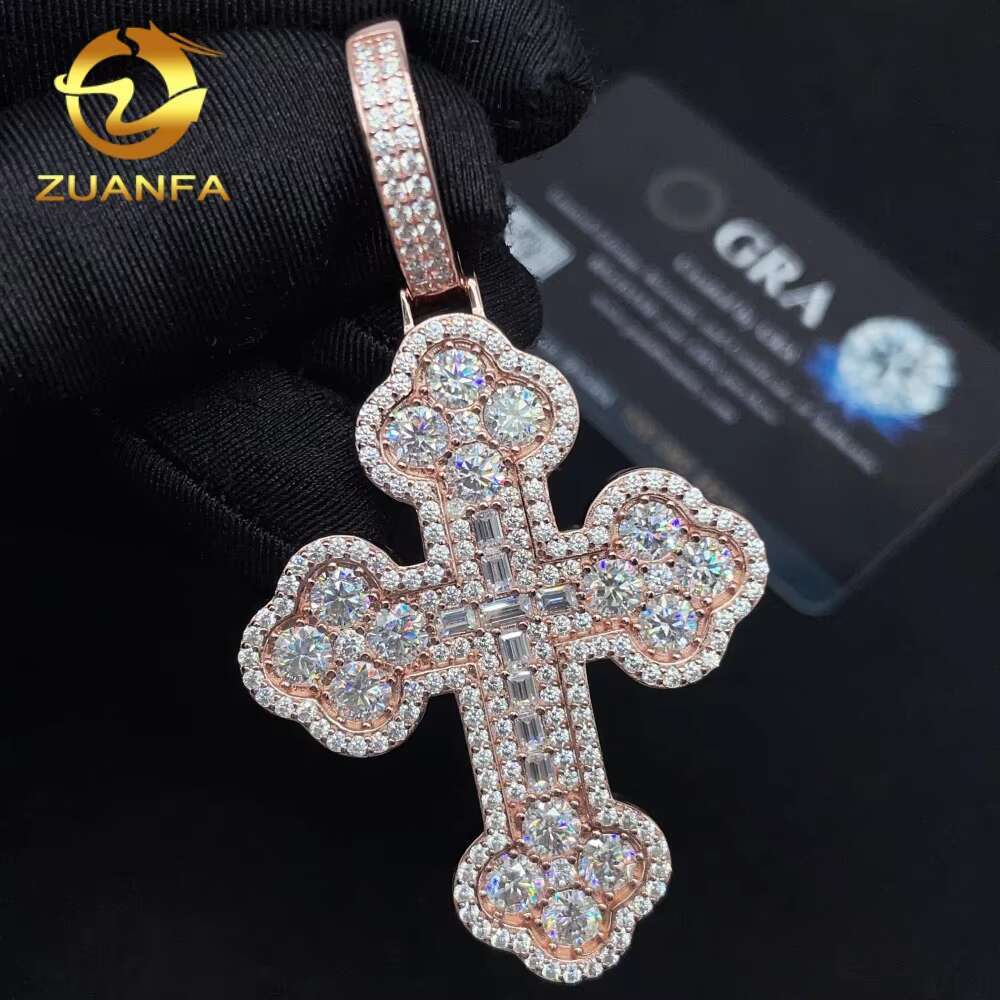 All Pass Diamond Tester Hip Hop Jewelry New Design GRA Certified 925 Sterling Silver VVS Moissanite Cross Iced Out Pendant