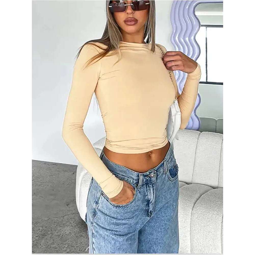 Women Long Sleeve T Shirt Spring Autumn Solid Slim Fit Casual Shirts Female Pullovers Basic Tee Y2k Clothes Streetwear Crop Tops 241029 designer bag