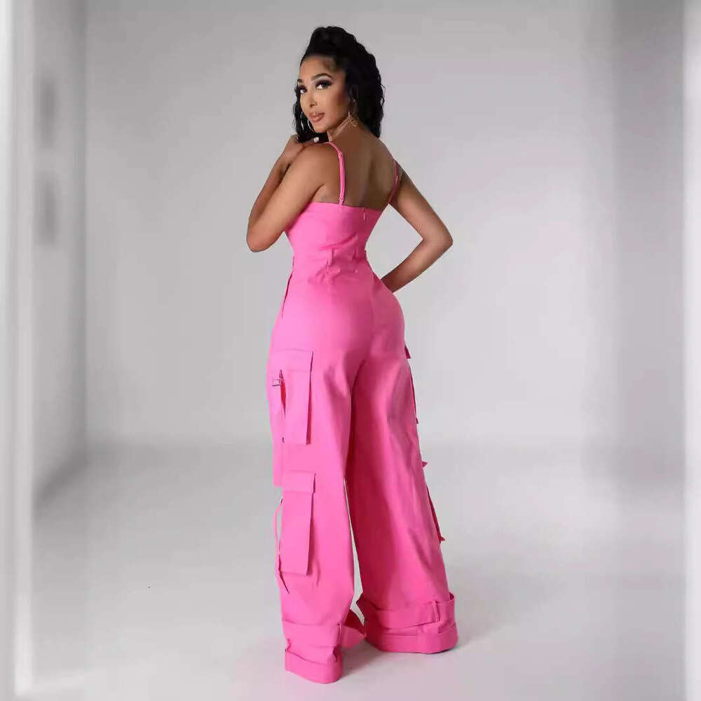 Wide Leg Jumpsuit HX Women S Camisole Slim Fit Age Reducing Slimming And Fashionable Multi Bag Jumpsuit