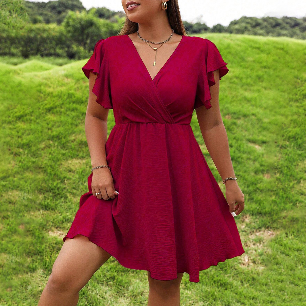 New Elegant High-end Womens Dress with Lantern Sleeves and V-neck Bridesmaid Dress French Dress