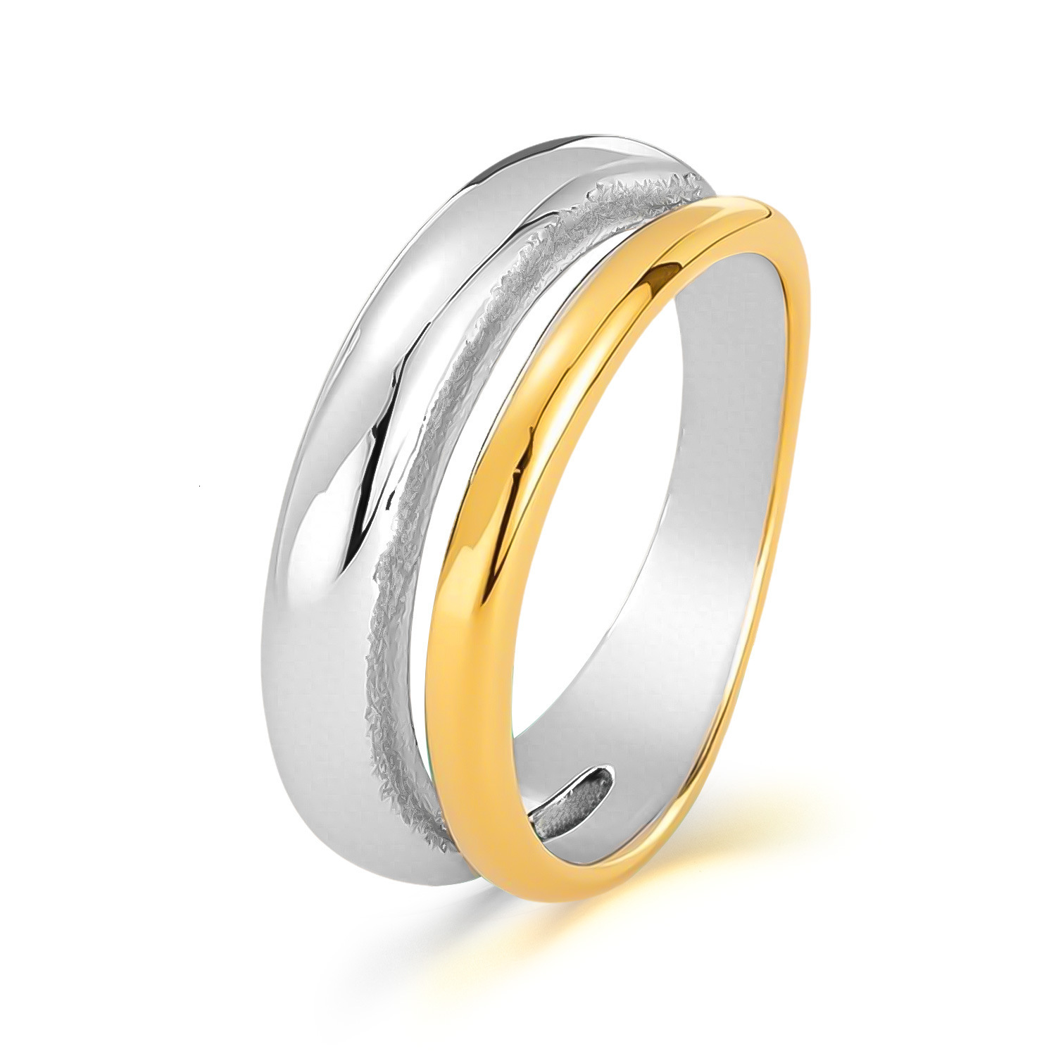 OPKINS Personalized Ring Womens Stainless Steel Niche Fashion Versatile Color blocked Steel Ring