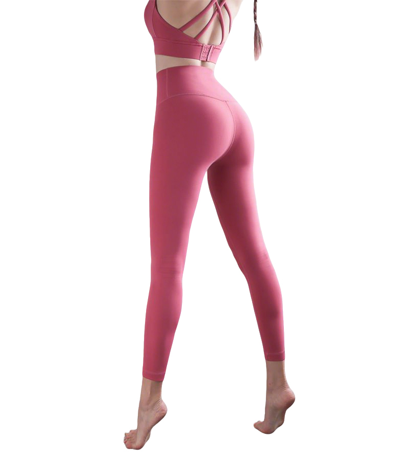 New Polyamide Women's Yoga Pants Solid Color High Waist Stretchy Fitness Ninth Sport Leggings T Shape Soft Elastic Push-UP Tights