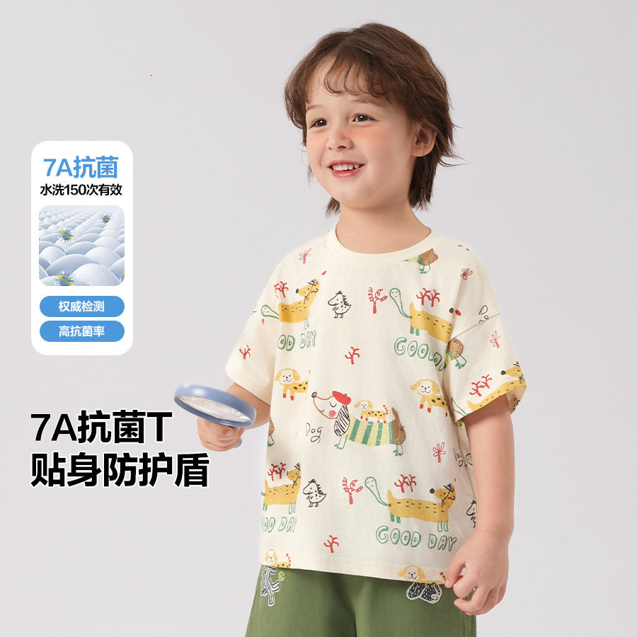 Boys antibacterial cotton short-sleeved T-shirt for summer children clothing for toddlers baby clothes 230426