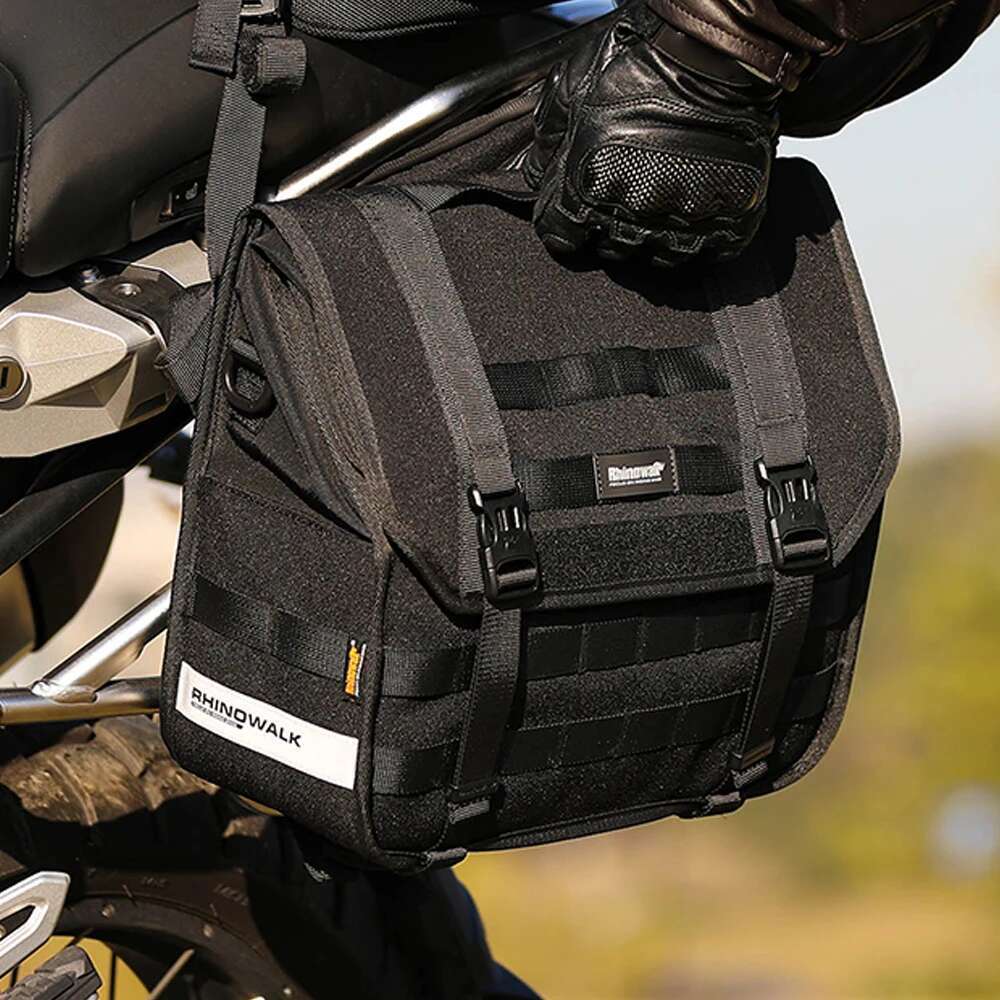 Rhinowalk Motorcycle Saddle Quick Release Lage Bag Large Capacity Side Storage Organizer 13L With Support Panel