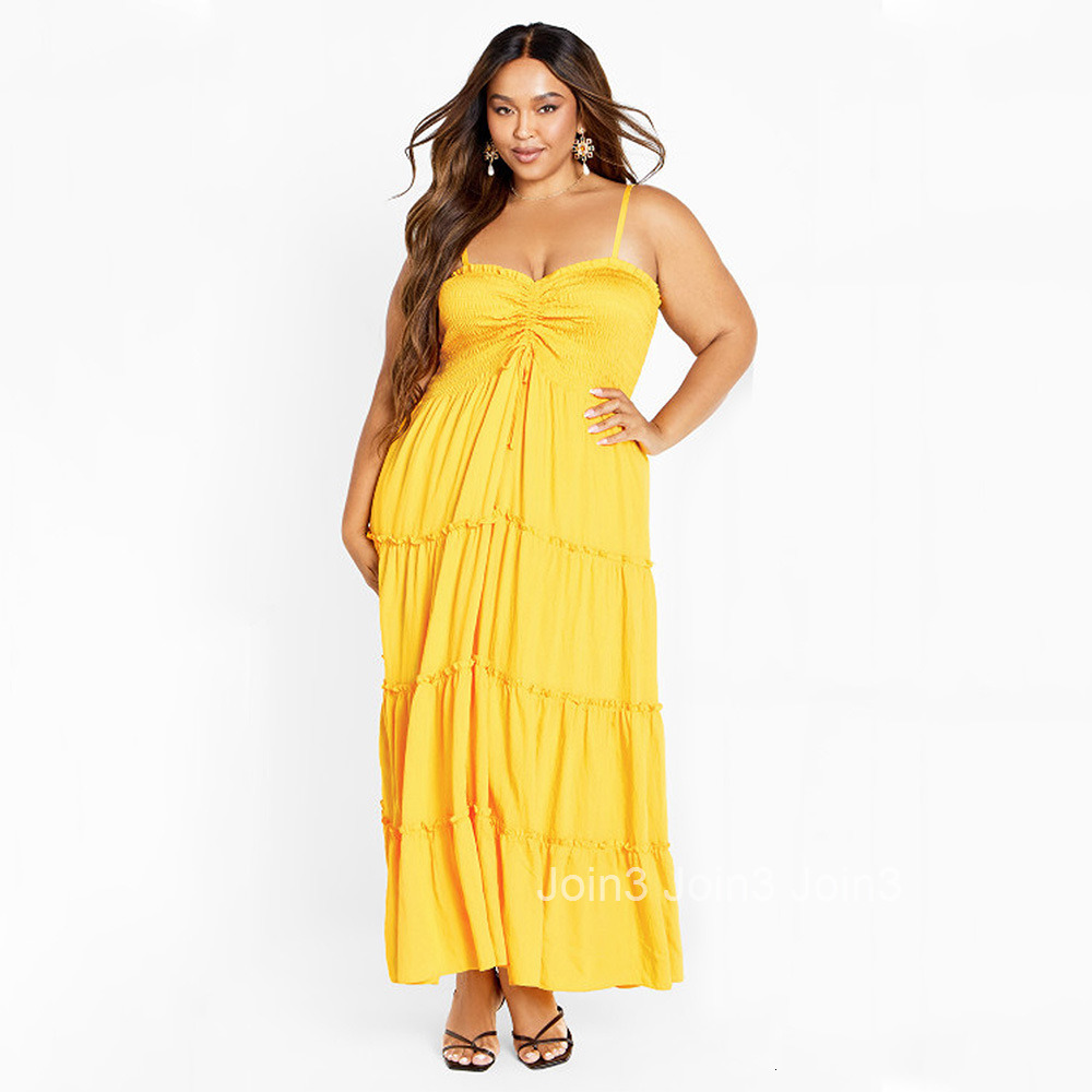 Plus Size Womens Travel Vacation Style Sexy Camisole Dress Summer Seaside Mid Length Skirt