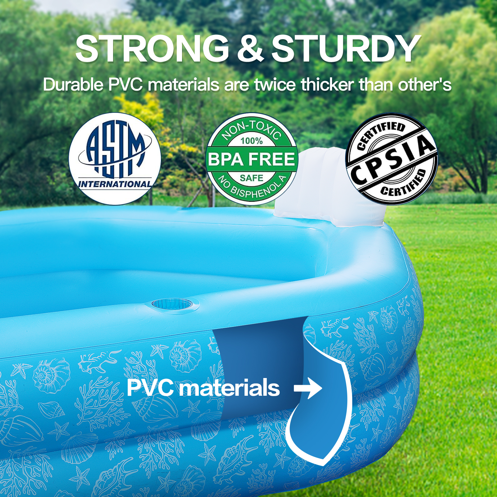 Durable Kids' Water Play Area: Reusable Blow-Up Pool For Fun at Home & Garden