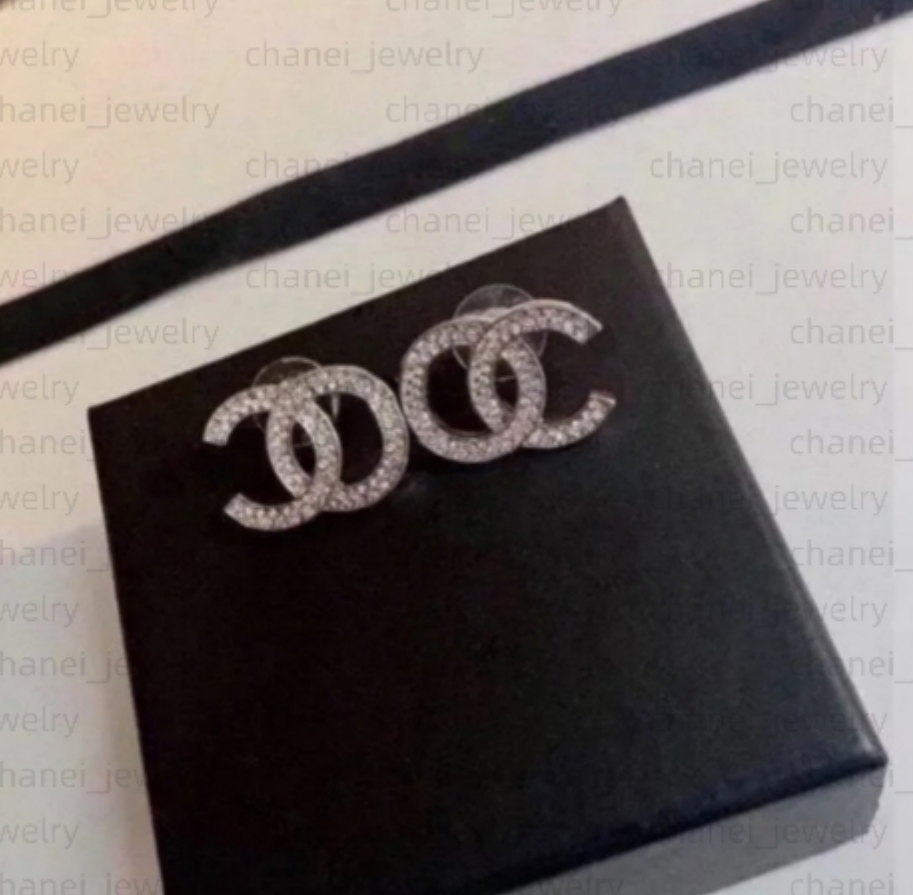 Mini Gold Earrings Stud Designer 1.6cm Diamond Earring Woman Jewelry Gold Plated Double Letter Diamond Earring Gift