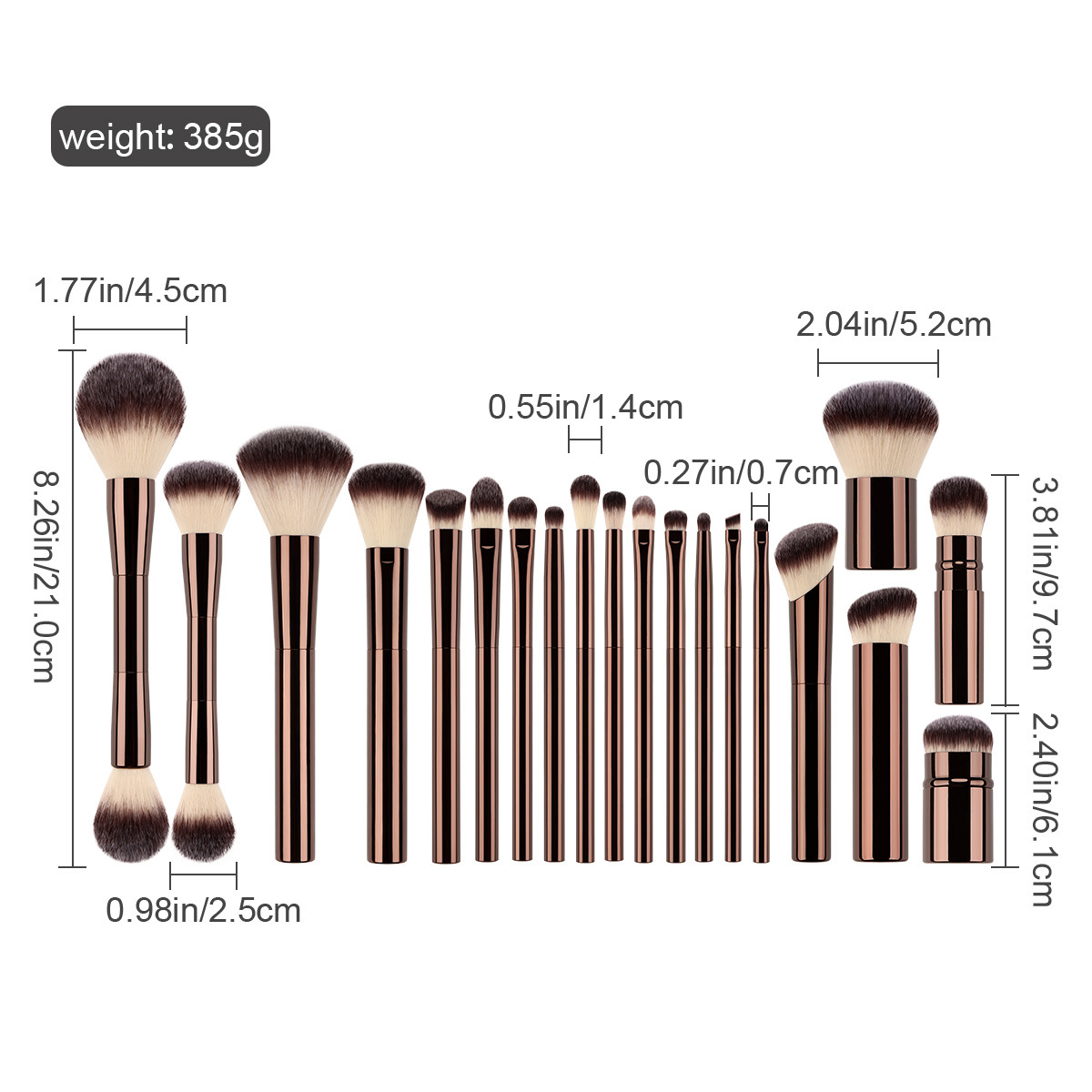 20pcs/set HG Metal Makeup Brushes set Powder Foundation Blusher Make Up Brush Kit Professional cosmetic tools Eyeshadow conceal 250326