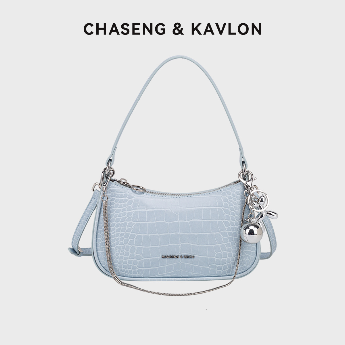 New niche crescent shaped bag chain crossbody bag for women, fashionable crocodile pattern designer single shoulder armpit bag, versatile commuting ba