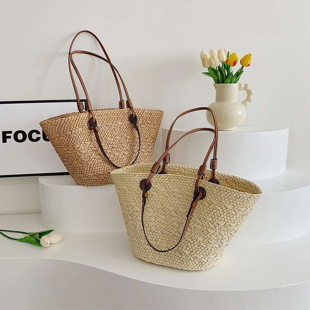Women Fashion Shoulder Large Capacity Simple Woven Handbag Tote Clutch Bags Chic Hobo Bag for Party Vacation