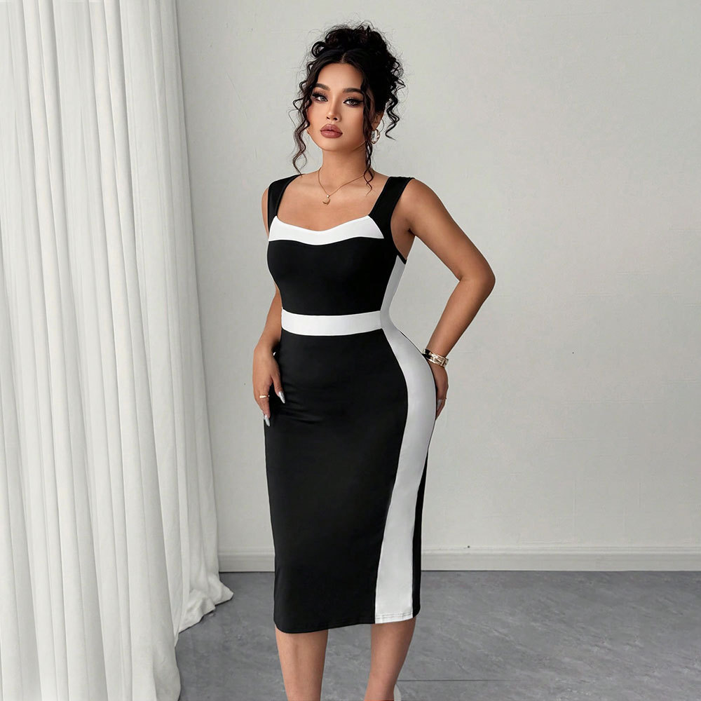 2025 Plus Size Womens Elegant and Intellectual Style Dress Summer New Style French Contrasting Mid Length Skirt