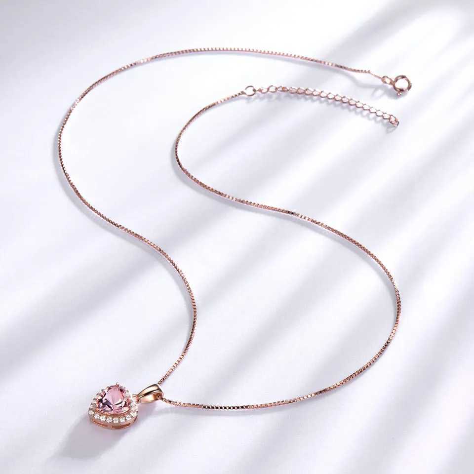 UMCHO Solid Sterling Sier Necklaces Wen Rose Morganite Charm Pendant For Girl Gift Fine Jewelry X250516