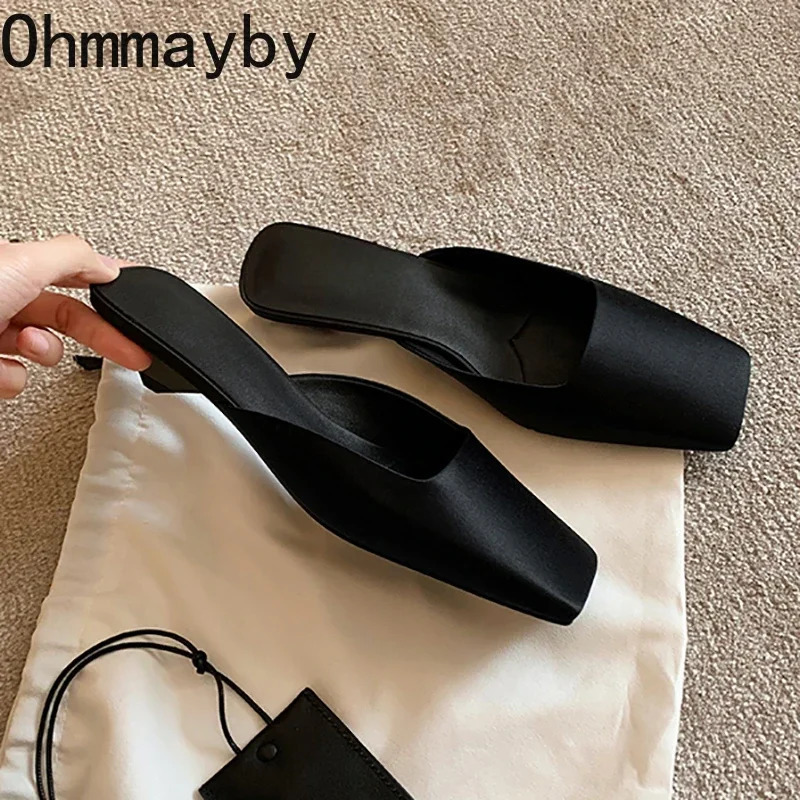 Spring Summer Cover Toe Women Muels Slippers Fashion Shallow Slip On Party Dress Ladies Slides Shoes 250514