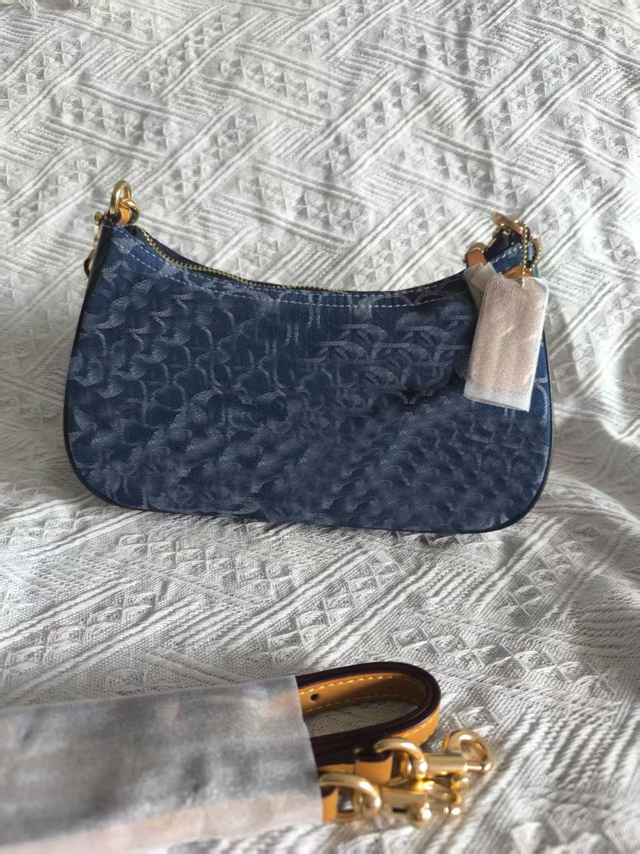 Teri Crossbody Bag In Signature Denim caf82 Underarm Teri Handbags Women Shoulder Bag Half-moon Ladies Baguette Chain Strap Croissant Bags