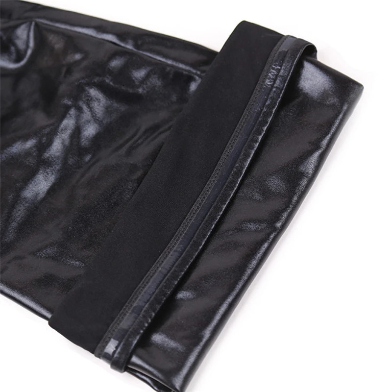 Plus Size Wet Look PVC Leather Faux Boots Silicone Hold Up Thigh High Stockings Women Sexy Pole Dance Nightclub Party Hosiery 250515