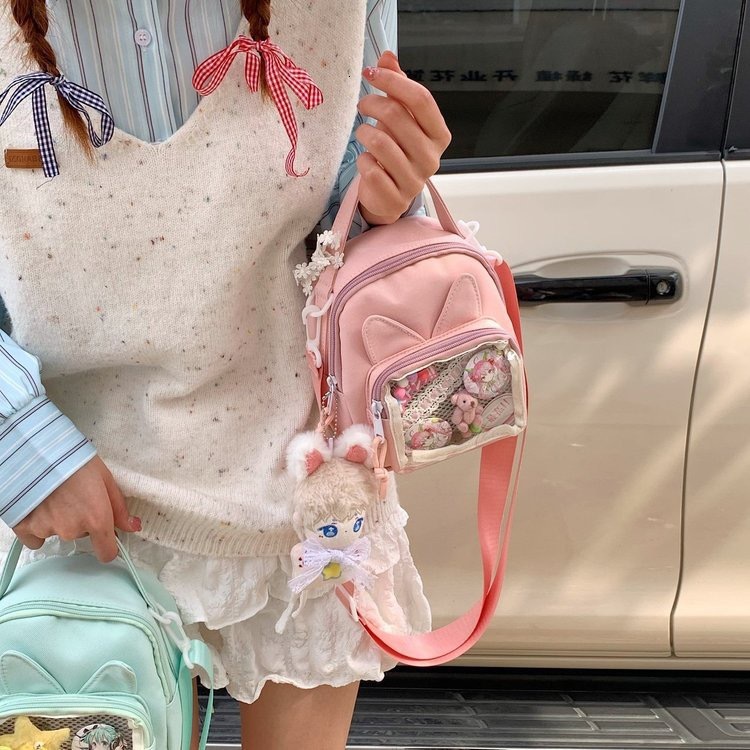2025S Designer Pain Baby Cute anime Transparent Versatile Student Shoulder Crossbody Women Casual Cell Phone Small Square Bag