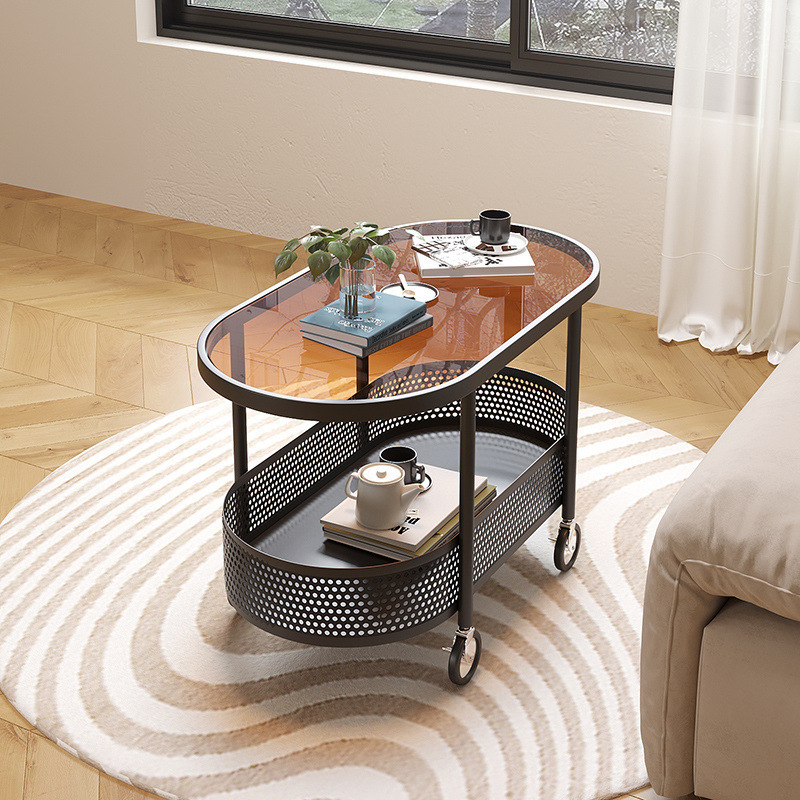 B5166 Movable coffee table small apartment living room home sofa side table with wheels