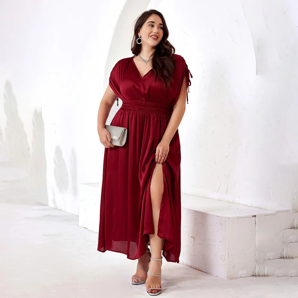 Womens Plus Size Evening Dresses Summer Oversize Red Formal Occas Long Dress Female Large Elegant Prom 250506