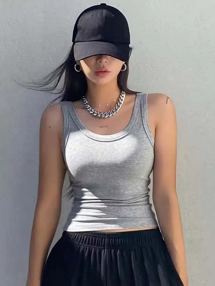 Tank Soft Top For Women Summer Outfits Tight And Sexy Knitted Bottom Shirt Sleeveless Outerwear 250506