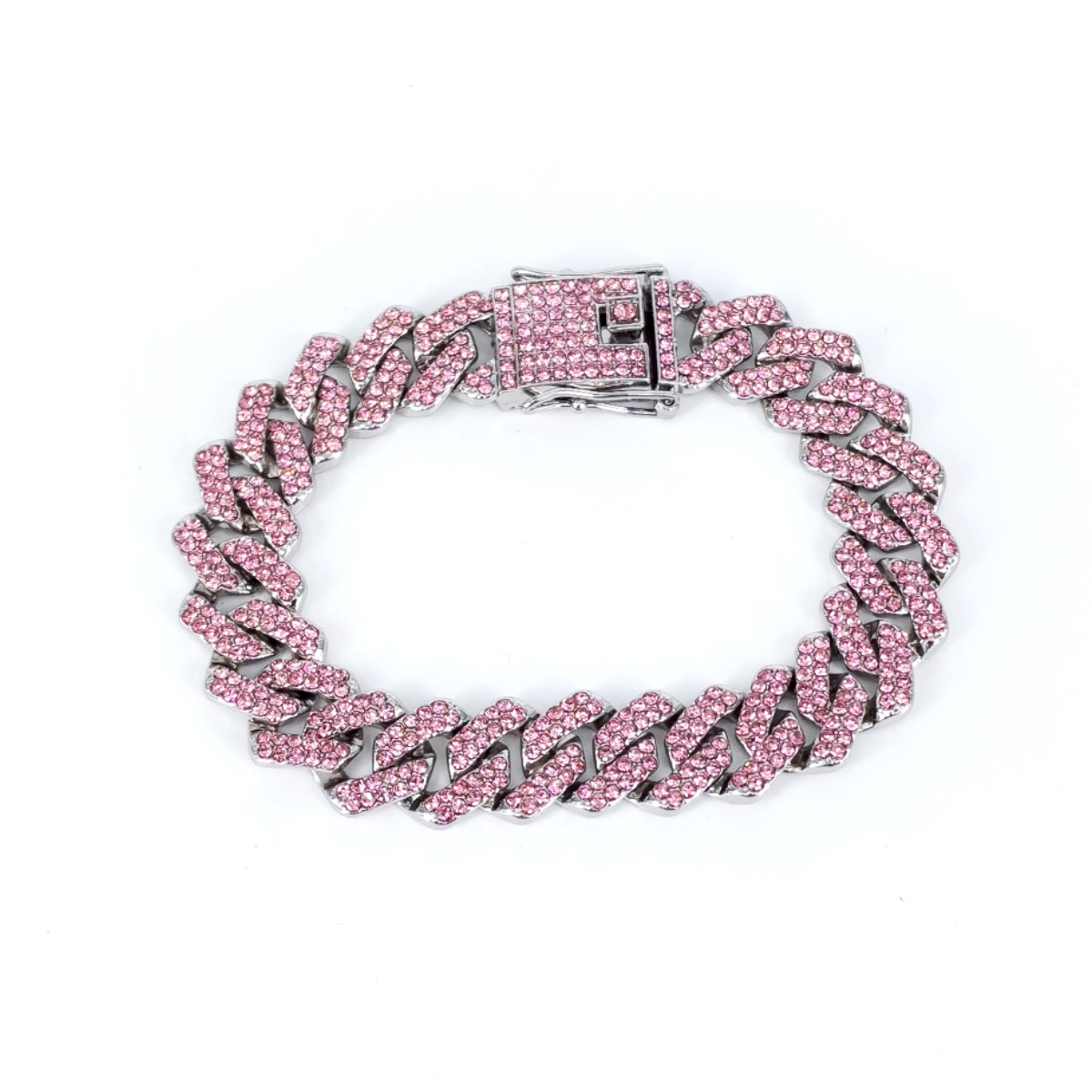 Charming Male Jewelry Accessory: Polished Rhodium Plated Chunky Curb Band Featuring Vibrant Semi Precious Beads