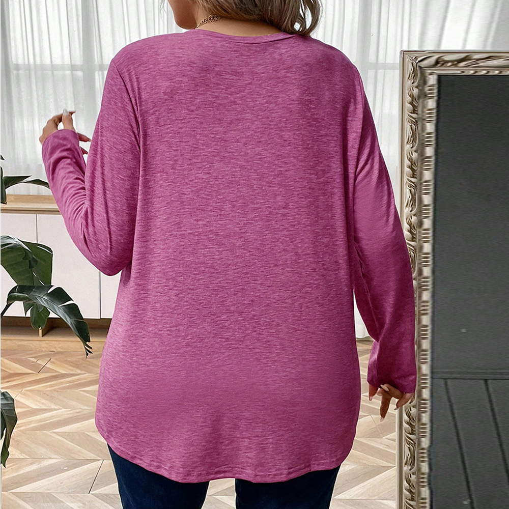 Large Size Womens French V-neck Long Sleeved T-shirt with a Cinched Waist and Short Base Pleated and Slim Fit Top