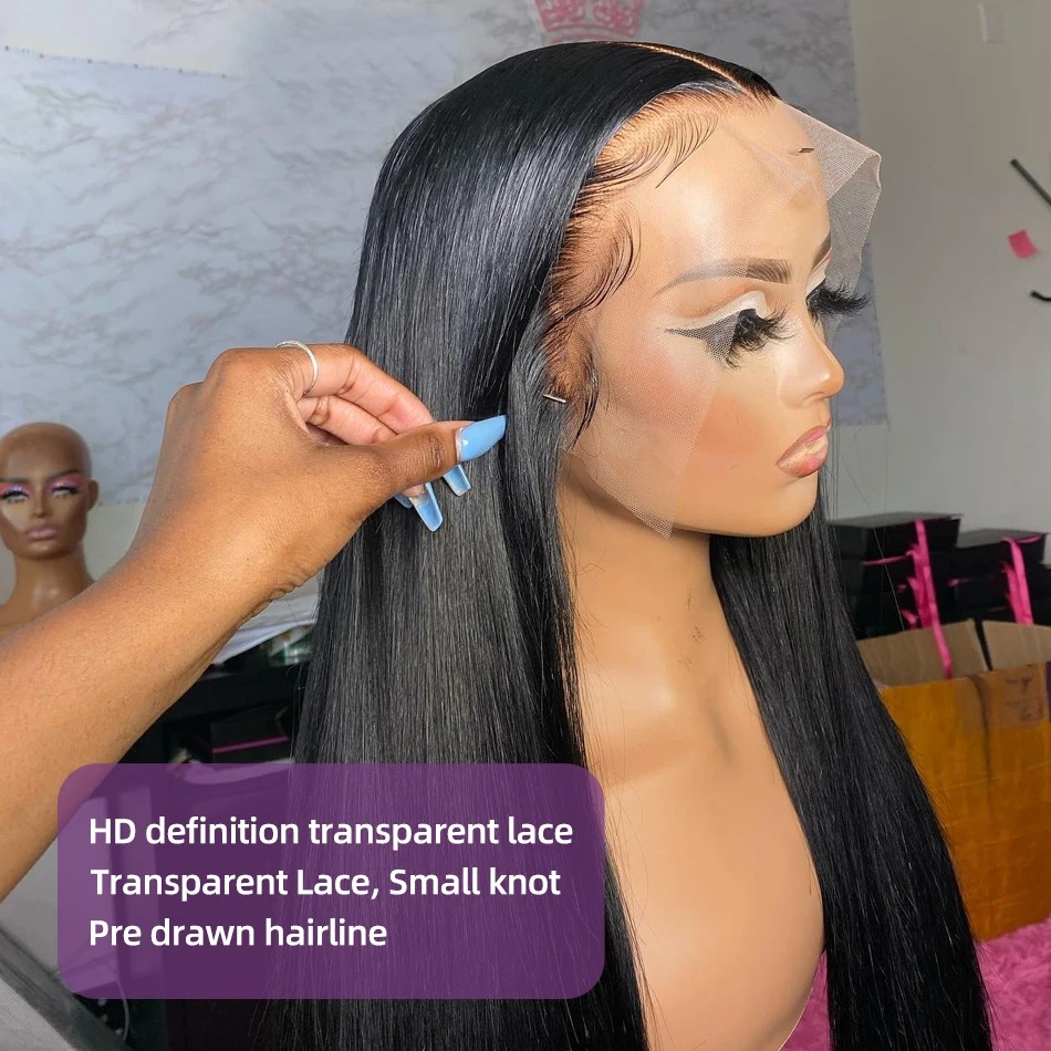 13x4 13x6 HD Transparent Straight Lace Front Wig 300 Density Brazilian 360 Full Lace Frontal Human Hair Wigs For Women synthetic lace front wigs