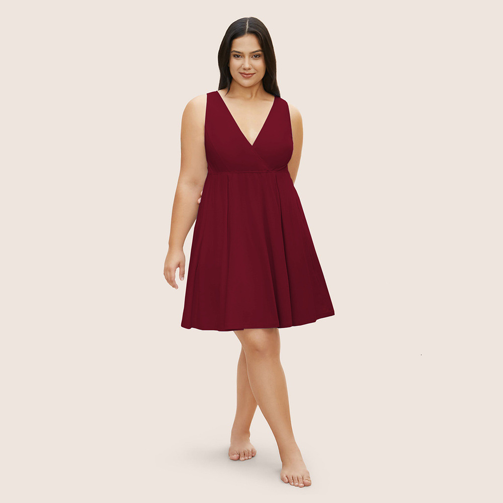 Large Size Womens Elegant Style V-neck Dress Summer New High Waisted Pullover A-line Mid Size Skirt for Children