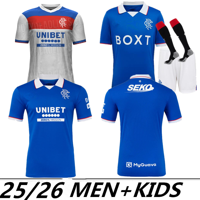 25 26 away soccer jersey 2026 2025 Glasgow Ranger COLAK ROOFE LUNDSTRAM HAGI BARKER MORELOS KENT TILLMAN FC FASHION JR Football Shirt men kids home